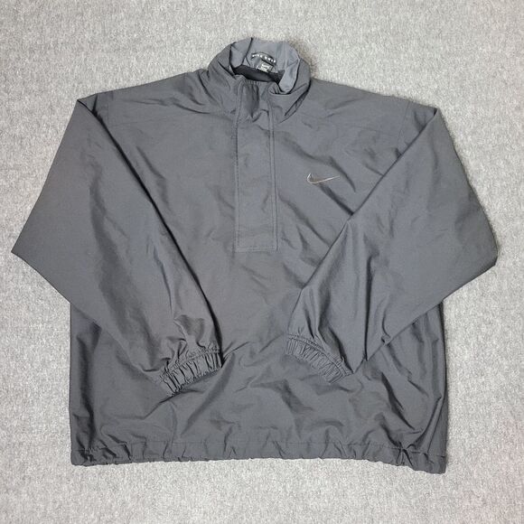 Vtg 90's Nike Golf Mens Size XL Storm Fit Windbreaker 1/4 Zip Jacket Black Grey - Picture 1 of 11